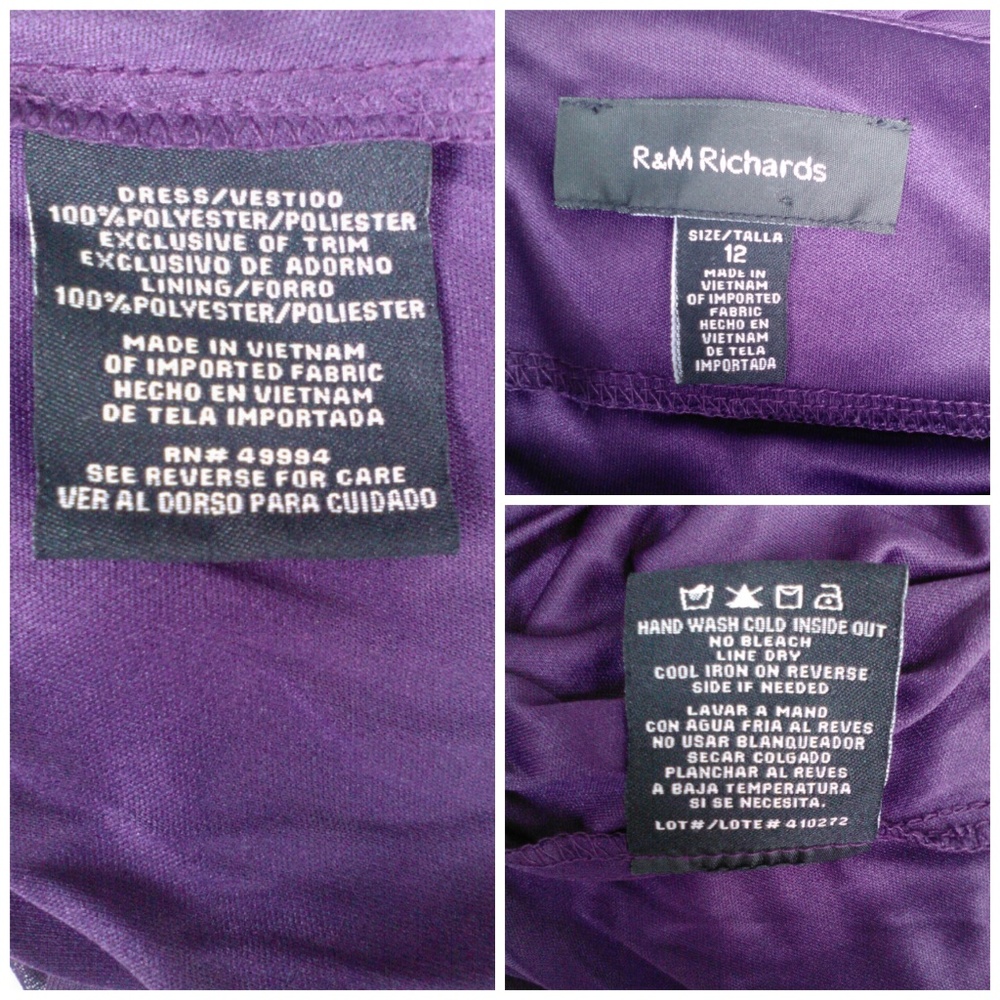 Embellished Purple Ruched Chiffon Empire Wrap Prom Gown Dress R&M Richards Sz 12 - Picture 8 of 8